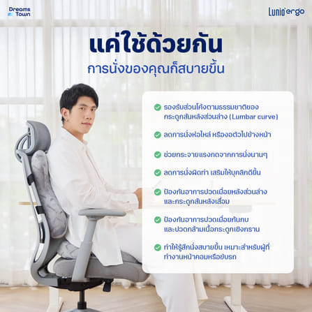 เซ็ตเบาะรองนั่ง+เบาะรองหลัง LUNIO ERGO PRO BACK CUSHION + LUNIO ERGO PRO SEAT CUSHION_4